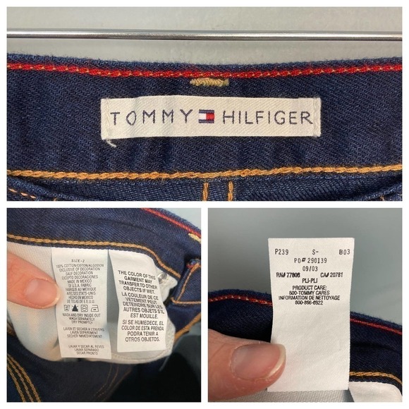 TOMMY Hilfiger Dark Wash Wide Leg Cropped Jeans Women's Size 2 Light Distressing - Picture 7 of 12